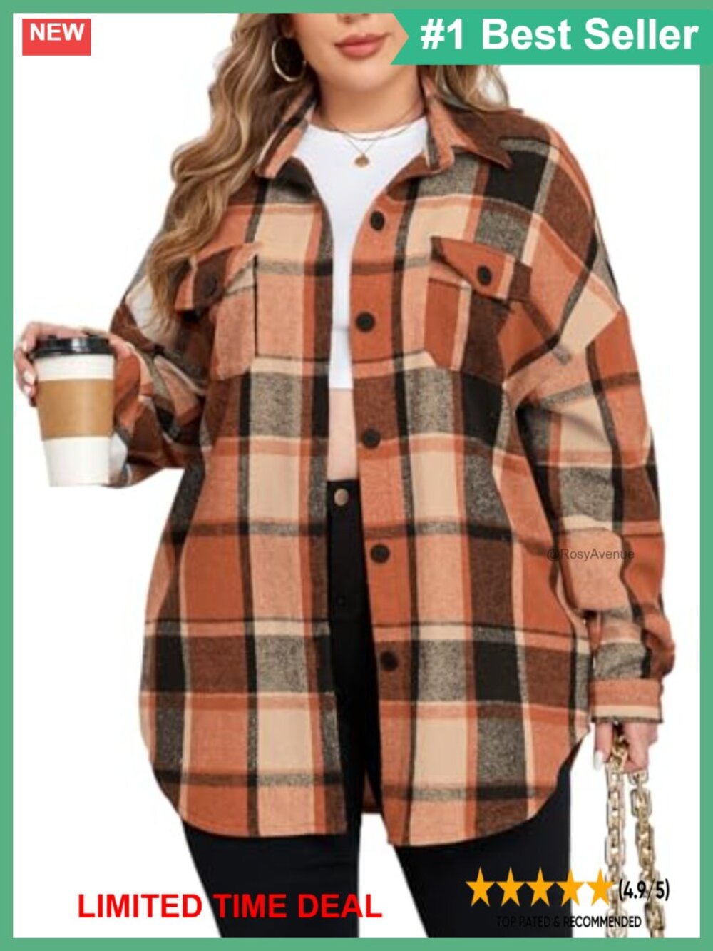 Plus Size Flannel Plaid Shacket Corduroy Button Down Oversized Jacket Winter